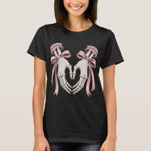 Coquette Skelet Handen Hart Roze Strikken Pastel G T-shirt
