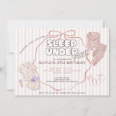 Coquette slaap-onder-feest roze strepen verjaardag kaart (Voorkant)