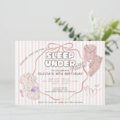 Coquette slaap-onder-feest roze strepen verjaardag kaart (Staand voorkant)