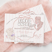 Coquette slaap-onder-feest roze strepen verjaardag kaart