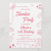 Coquette Slumber Party Invitation for Girls Kaart (Voorkant)