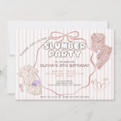 Coquette slumber party roze strepen verjaardag kaart (Voorkant)