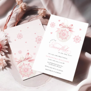 Coquette Sneeuwvlok Roze Baby Shower Uitnodiging