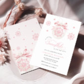 Coquette Snowflake Roze Baby shower Uitnodiging