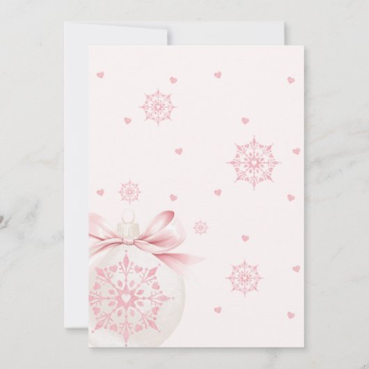 Coquette Snowflake Roze Baby shower Uitnodiging (Achterkant)