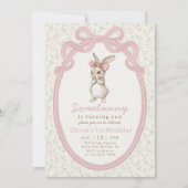 Coquette Some Bunny 1e verjaardagsuitnodiging Kaart (Voorkant)