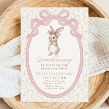 Coquette Some Bunny 1e verjaardagsuitnodiging