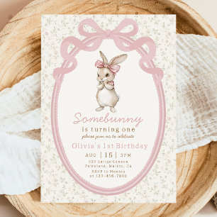 Coquette Some Bunny 1e verjaardagsuitnodiging Kaart
