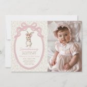 Coquette Some Bunny 1st Birthday Photo Invitation Kaart (Voorkant)