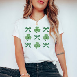 Coquette St. Patrick's Day Green Ribbons & Clovers T-shirt