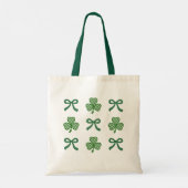 Coquette St. Patrick's Day Green Ribbons & Clovers Tote Bag (Achterkant)