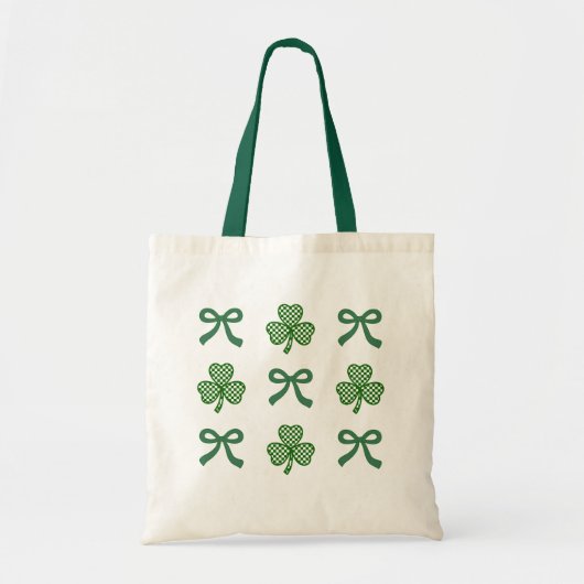Coquette St. Patrick's Day Green Ribbons & Clovers Tote Bag (Voorkant)