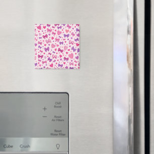 Coquette stijl roze paarse strik en hartpatroon magneet
