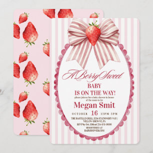 Coquette Strawberry Baby Shower Kaart