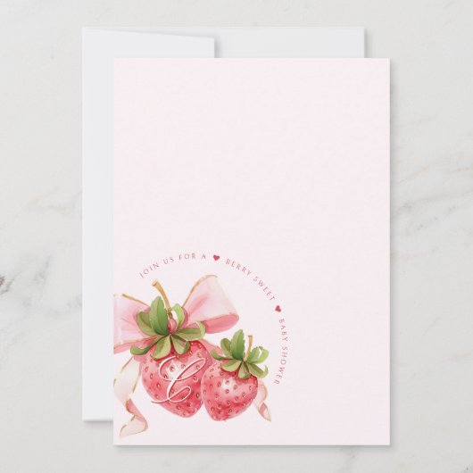 Coquette Strawberry Baby shower Uitnodiging (Achterkant)