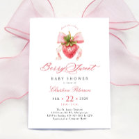 Coquette Strawberry Baby shower Uitnodiging