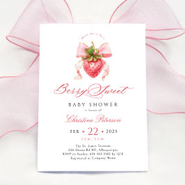 Coquette Strawberry Baby shower Uitnodiging