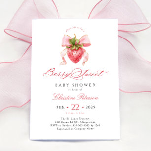 Coquette Strawberry Baby shower Uitnodiging