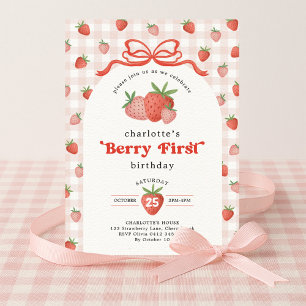 Coquette Strawberry Berry Eerste 1e Verjaardag Kaart