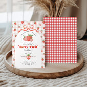 Coquette Strawberry Berry First 1st Birthday Kaart