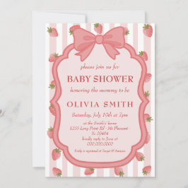 Coquette Strawberry Berry Sweet Pink Baby Shower  Kaart