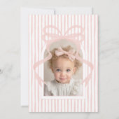 Coquette Strawberry Blush Pink Bow Verjaardagsfoto Kaart (Achterkant)