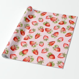 Coquette Strawberry Bow Cadeaupapier