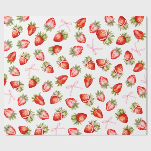 Coquette Strawberry Bow Cadeaupapier (Vlak)