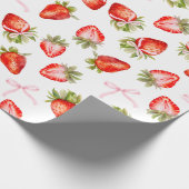Coquette Strawberry Bow Cadeaupapier (Hoek)