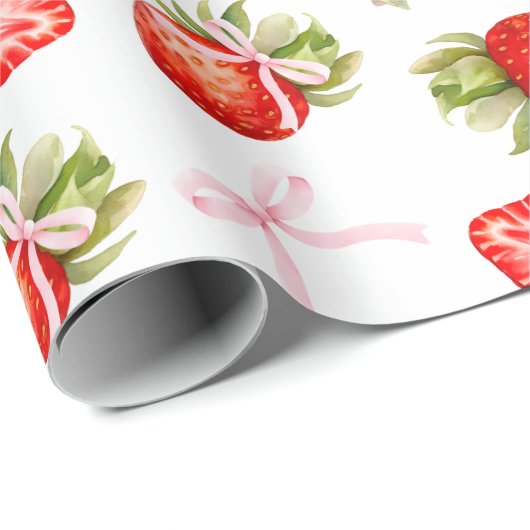 Coquette Strawberry Bow Cadeaupapier (Rol Hoek)