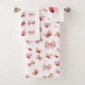 Coquette Strawberry & Bow Towel Set (3 Pieces)  Bad Handdoek (Insitu)