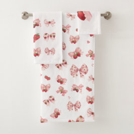 Coquette Strawberry & Bow Towel Set (3 Pieces)  Bad Handdoek