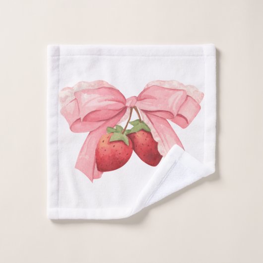 Coquette Strawberry & Bow Towel Set (3 Pieces) Bad Handdoek (Wasdoekje)