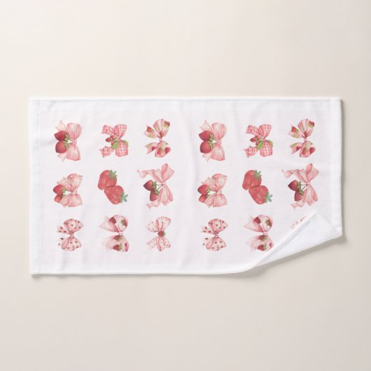 Coquette Strawberry & Bow Towel Set (3 Pieces) Bad Handdoek (Handdoek)