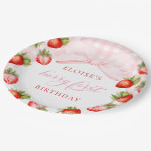 Coquette Strawberry eerste verjaardag Papieren Bordje (Gekanteld)