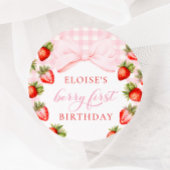 Coquette Strawberry eerste verjaardag Ronde Sticker