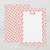 Coquette Strawberry Monogram briefpapier Bedankkaart (Voorkant / Achterkant)