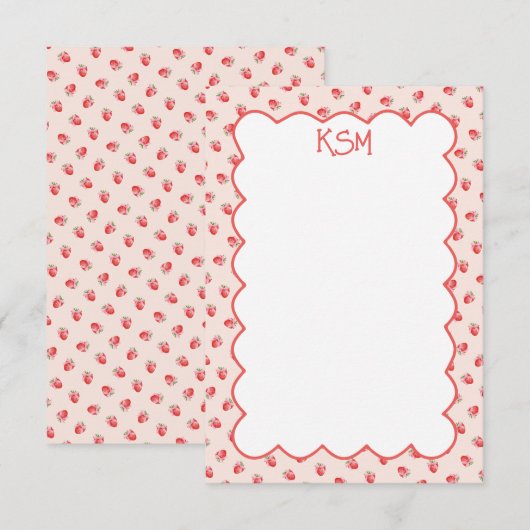 Coquette Strawberry Monogram briefpapier Bedankkaart (Voorkant / Achterkant)