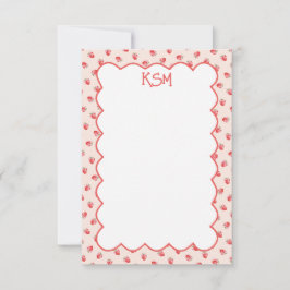 Coquette Strawberry Monogram briefpapier Bedankkaart
