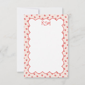 Coquette Strawberry Monogram briefpapier Bedankkaart