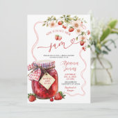 Coquette Strawberry Summer Jam Bruiloftsfeest Show Kaart (Staand voorkant)