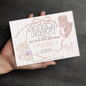 Coquette strepen & boog pyjama party verjaardag kaart