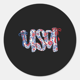Coquette Strik 4 Juli Usa Bloemstuk Usa Voor Vrouw Ronde Sticker