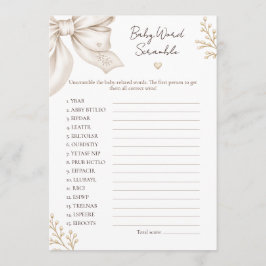 Coquette Strik Activiteit voor Baby Shower Notitiekaartje