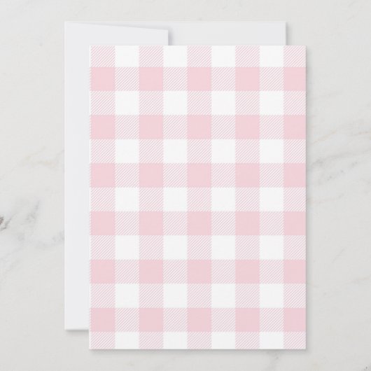 Coquette Strik Blush Geruite Roze Lint Bruiloftsfe Kaart (Achterkant)