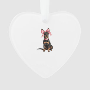 Coquette Strik Dobermann Hond Moeder Meisje Roze Ornament