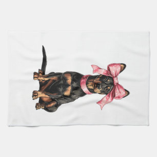 Coquette Strik Dobermann Hond Moeder Meisje Roze Theedoek