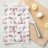 Coquette strik en bloemenprint - Zacht roze Theedoek (Quarter Fold)