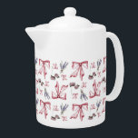 Coquette strik en bloemenprint - Zacht roze Theepot<br><div class="desc">Verhoog uw stijl met onze Waterverf Bows & Blooms Coquette Pattern. Dit speelse ontwerp is voorzien van waterverf strikken, lavendel en pioenen voor een charmante en elegante touch. Perfect voor het toevoegen van een grillige sfeer aan elk item of ruimte. Omarm de betovering van dit unieke patroon, het mengen van...</div>