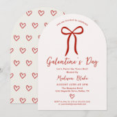 Coquette Strik Galentine's Day Uitnodiging (Voorkant / Achterkant)